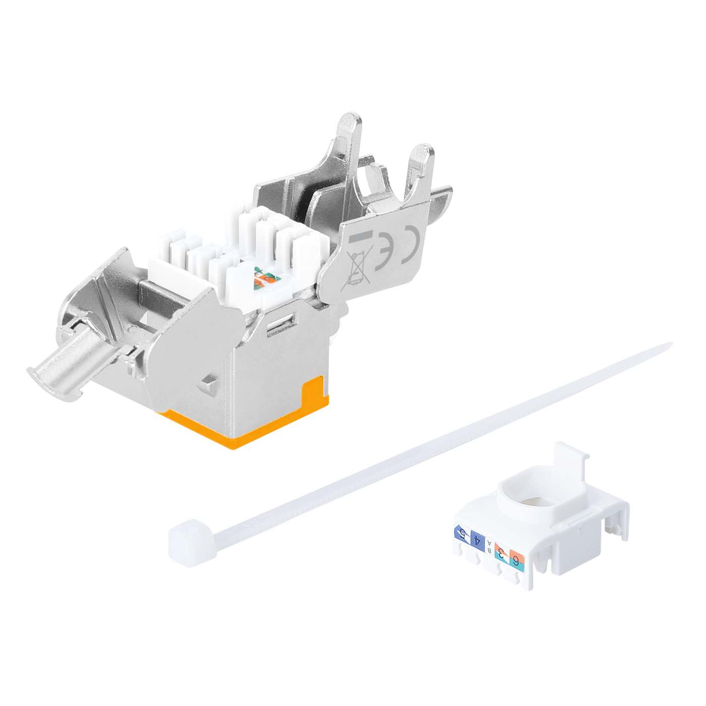  Conector Keystone Delgado Sin Cable Blindado Cat6a 10G, Naranja Image 6