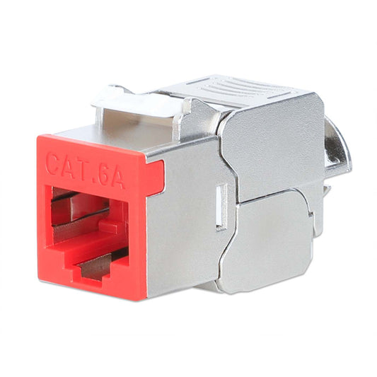 Conector Keystone apantallado sin herramientas Cat6a 10G, rojo Image 1