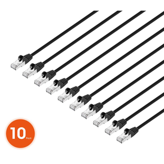 Paquete de 10 cables patch slim Cat8.1 U/FTP, 0.15 m, negro Image 1