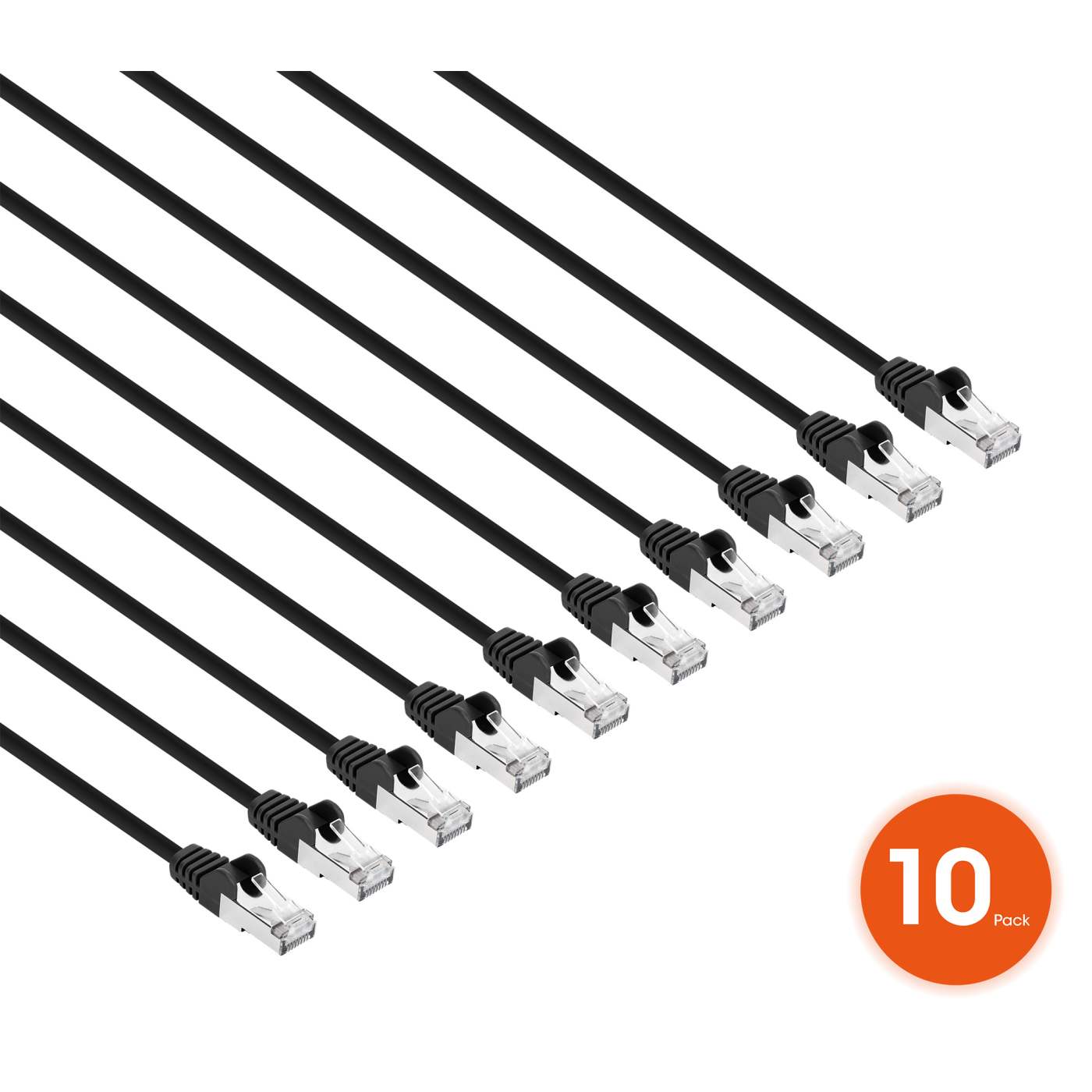 Paquete de 10 cables patch slim Cat8.1 U/FTP, 0.15 m, negro Image 2