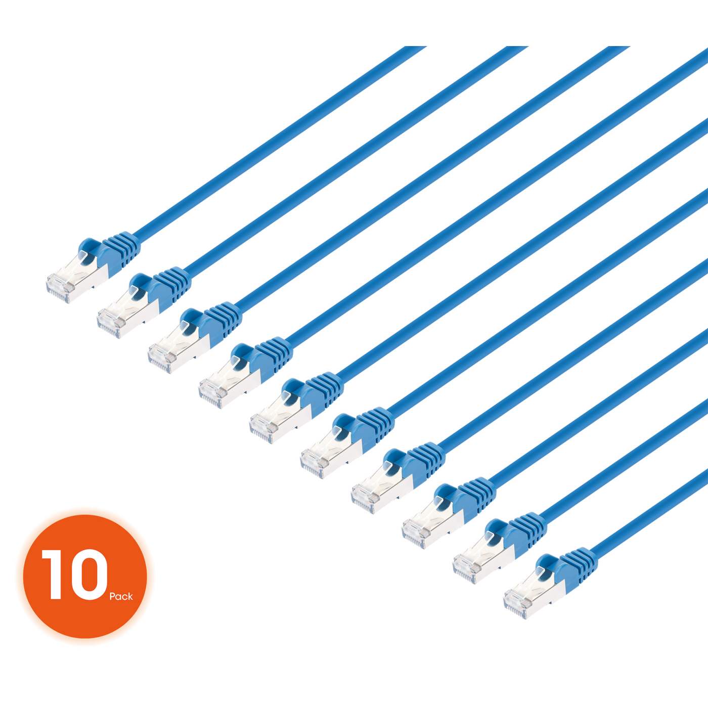 Paquete de 10 cables patch slim Cat8.1 U/FTP, 0.15 m, azul Image 1