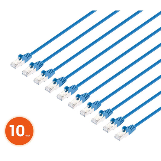 Paquete de 10 cables patch slim Cat8.1 U/FTP, 0.15 m, azul Image 1