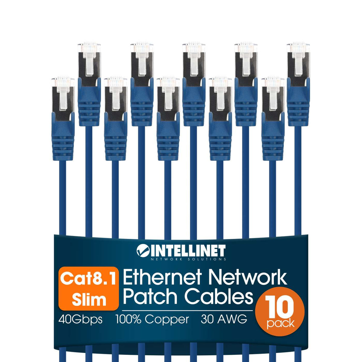 Paquete de 10 cables patch slim Cat8.1 U/FTP, 0.15 m, azul Image 1