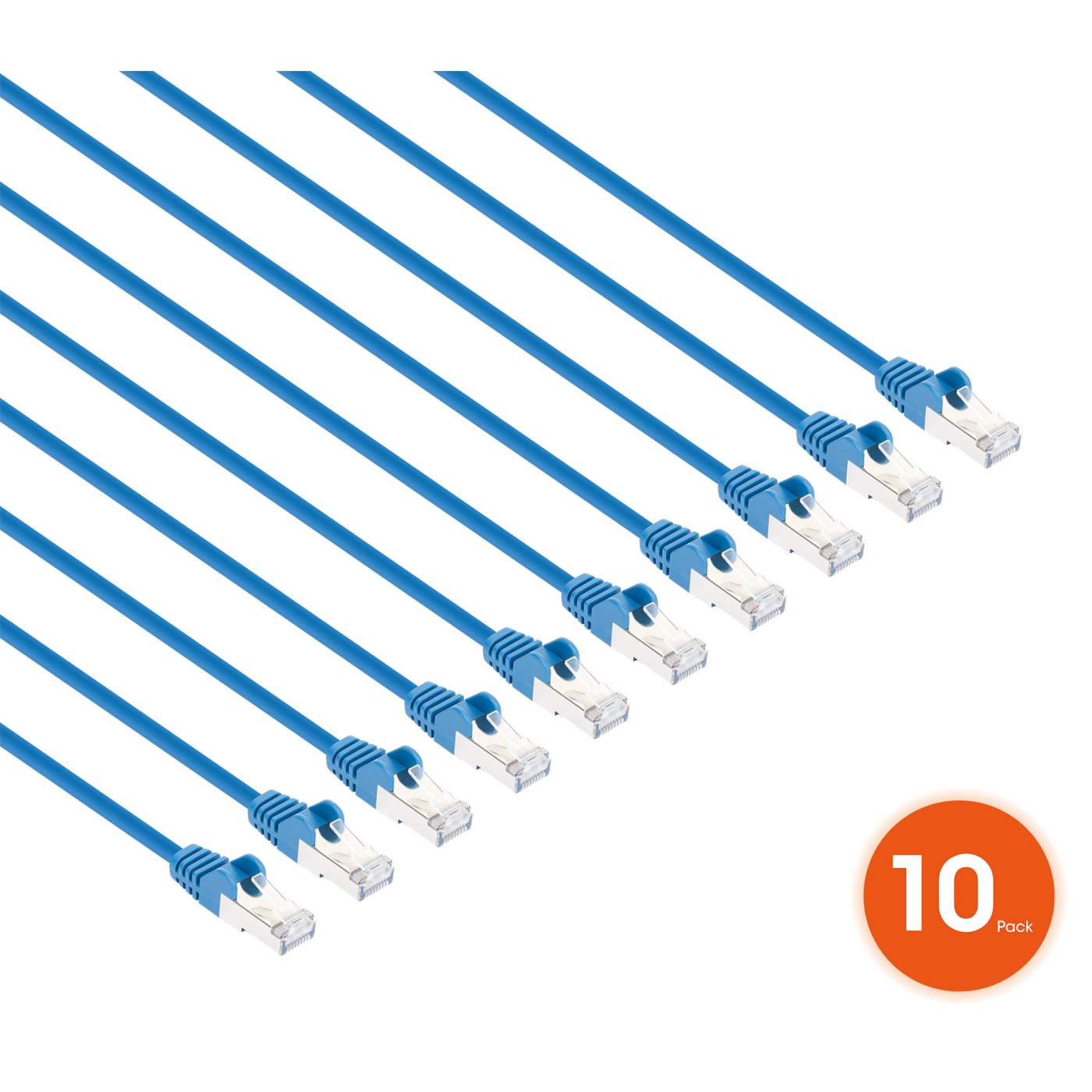 Paquete de 10 cables patch slim Cat8.1 U/FTP, 0.15 m, azul Image 2