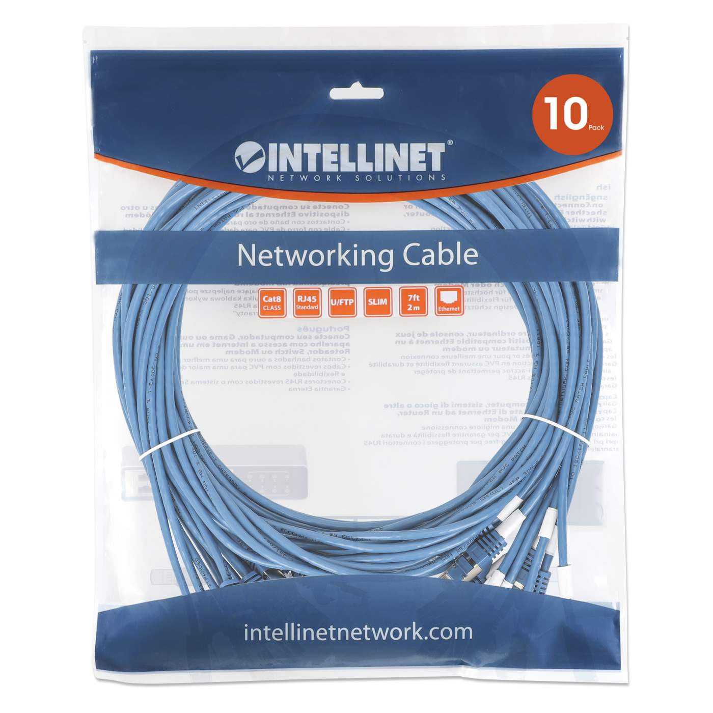 Paquete de 10 cables patch slim Cat8.1 U/FTP, 0.15 m, azul Image 8