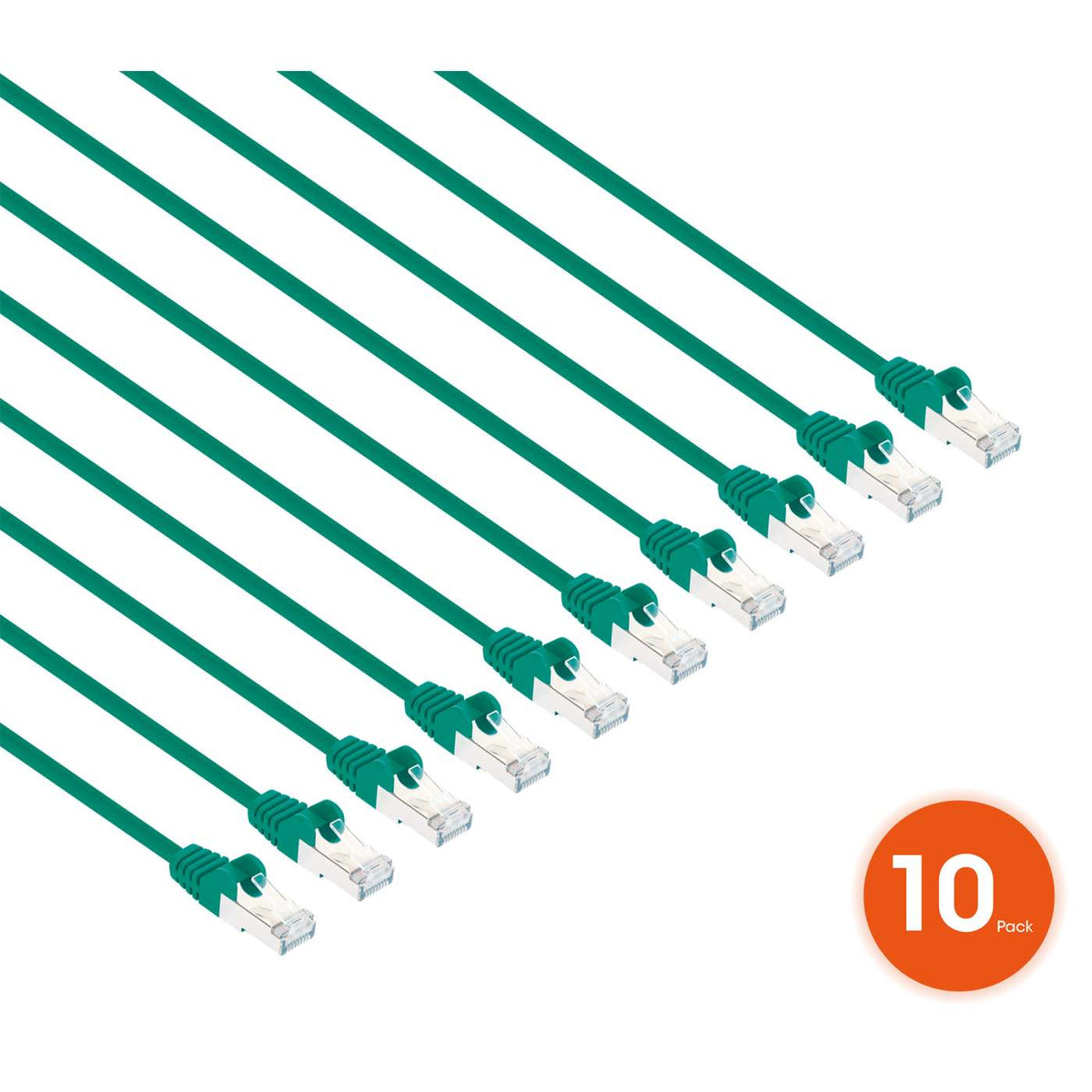 Paquete de 10 cables patch slim Cat8.1 U/FTP, 0.15 m, verde Image 2
