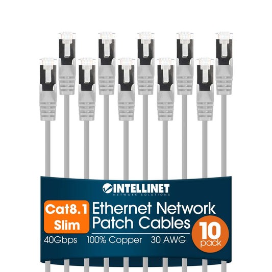 Paquete de 10 cables patch slim Cat8.1 U/FTP, 0.15 m, blanco Image 1