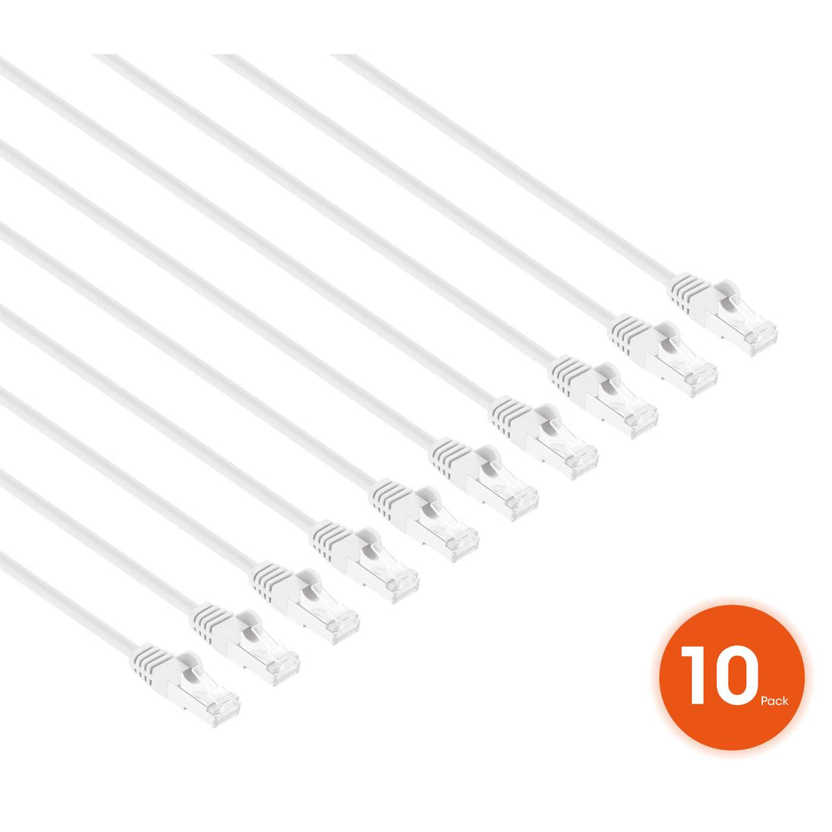 Paquete de 10 cables patch slim Cat8.1 U/FTP, 0.15 m, blanco Image 2