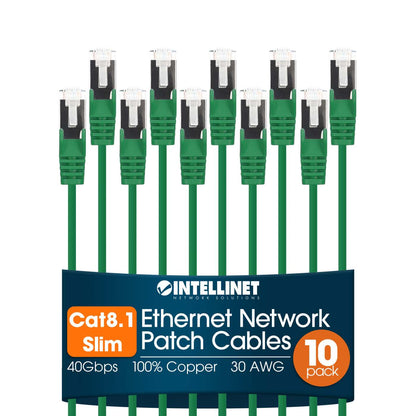 Paquete de 10 cables patch slim Cat8.1 U/FTP, 3 m, verde Image 1
