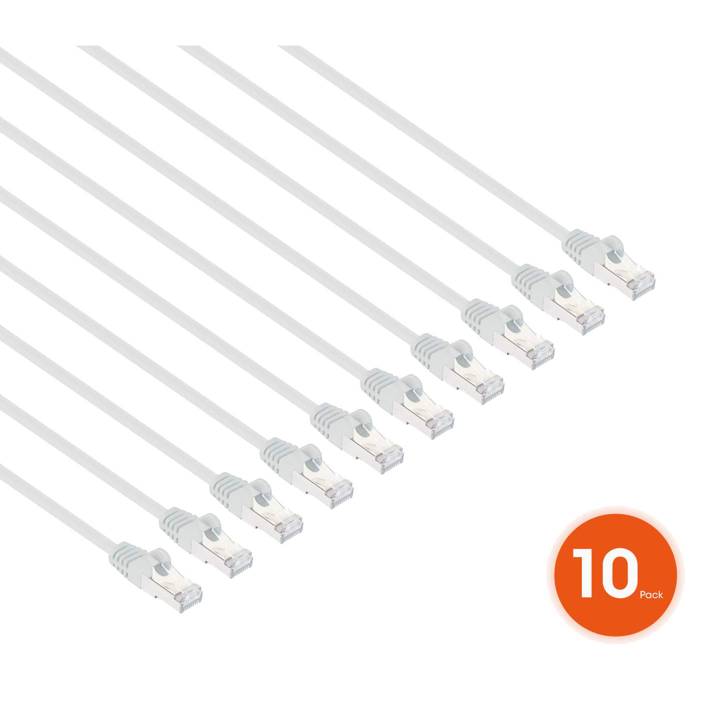 Paquete de 10 cables patch slim Cat8.1 U/FTP, 1 m, blanco Image 3