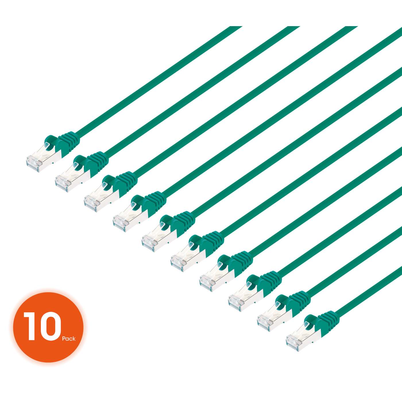 Paquete de 10 cables patch slim Cat8.1 U/FTP, 2 m, verde Image 1