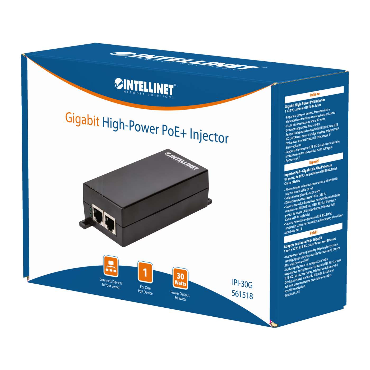 Inyector PoE+ Gigabit de Alta Potencia Packaging Image 2