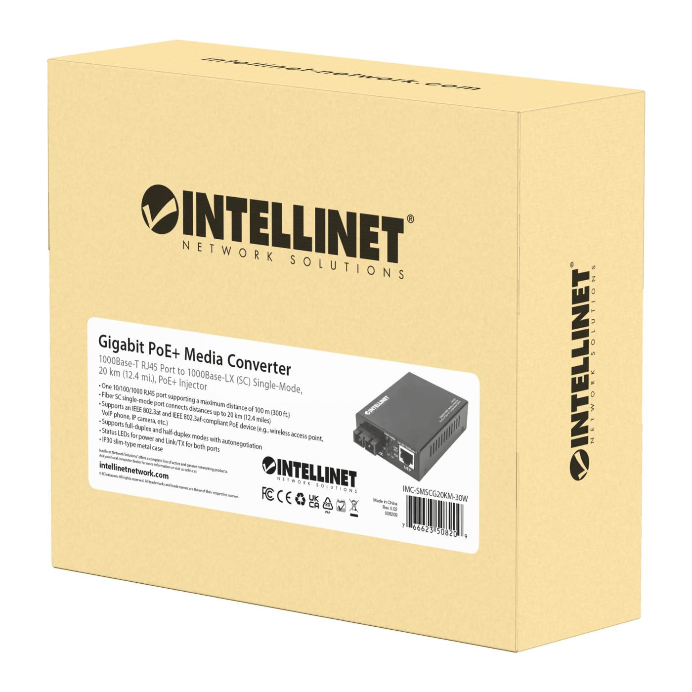 Convertidor de medios PoE+ Gigabit Packaging Image 2