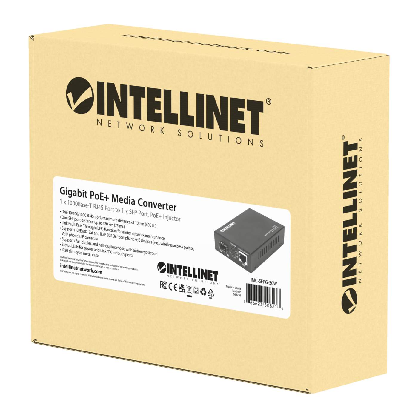 Convertidor de medios Gigabit PoE+ Packaging Image 2