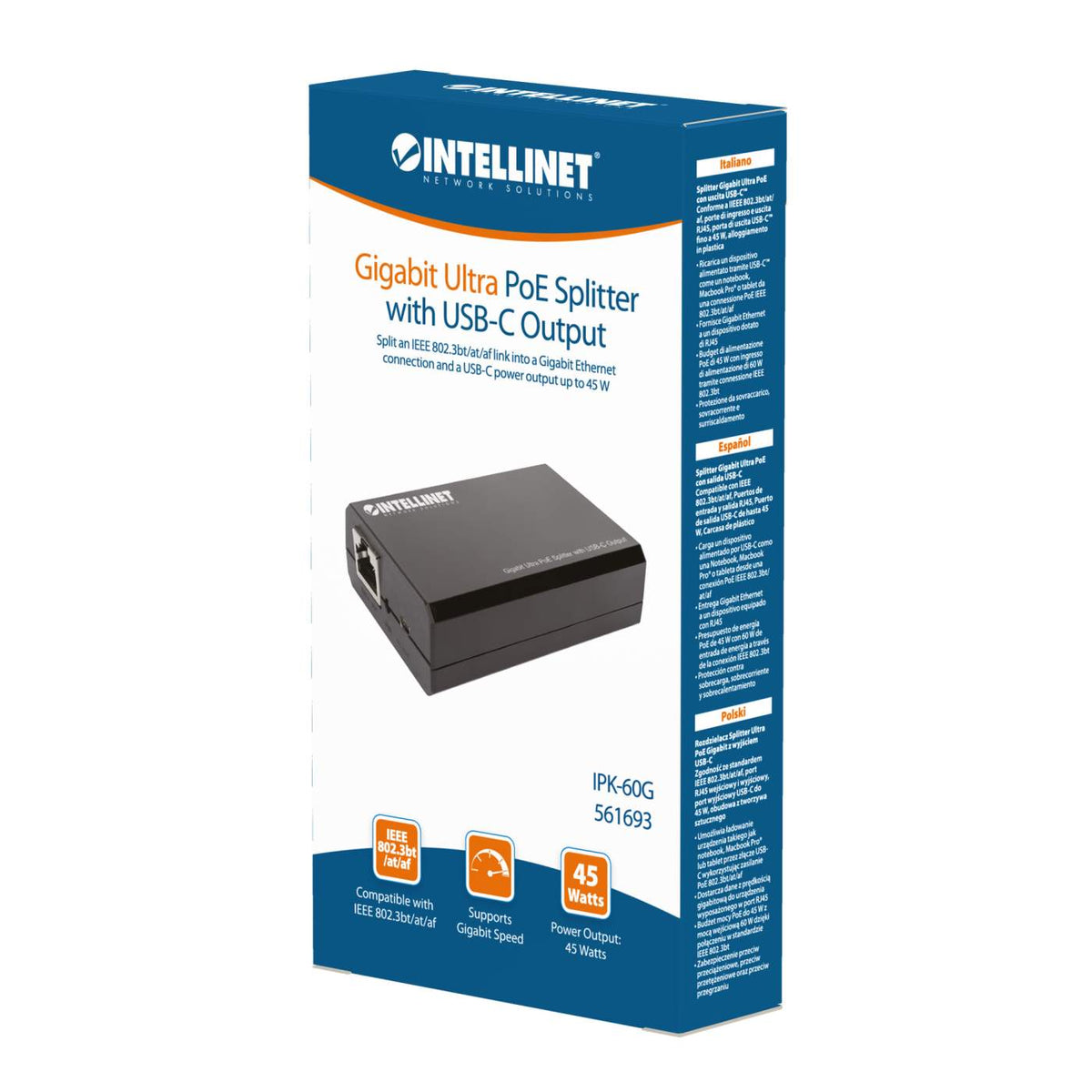 Splitter Gigabit Ultra PoE++ con salida USB-C Packaging Image 2
