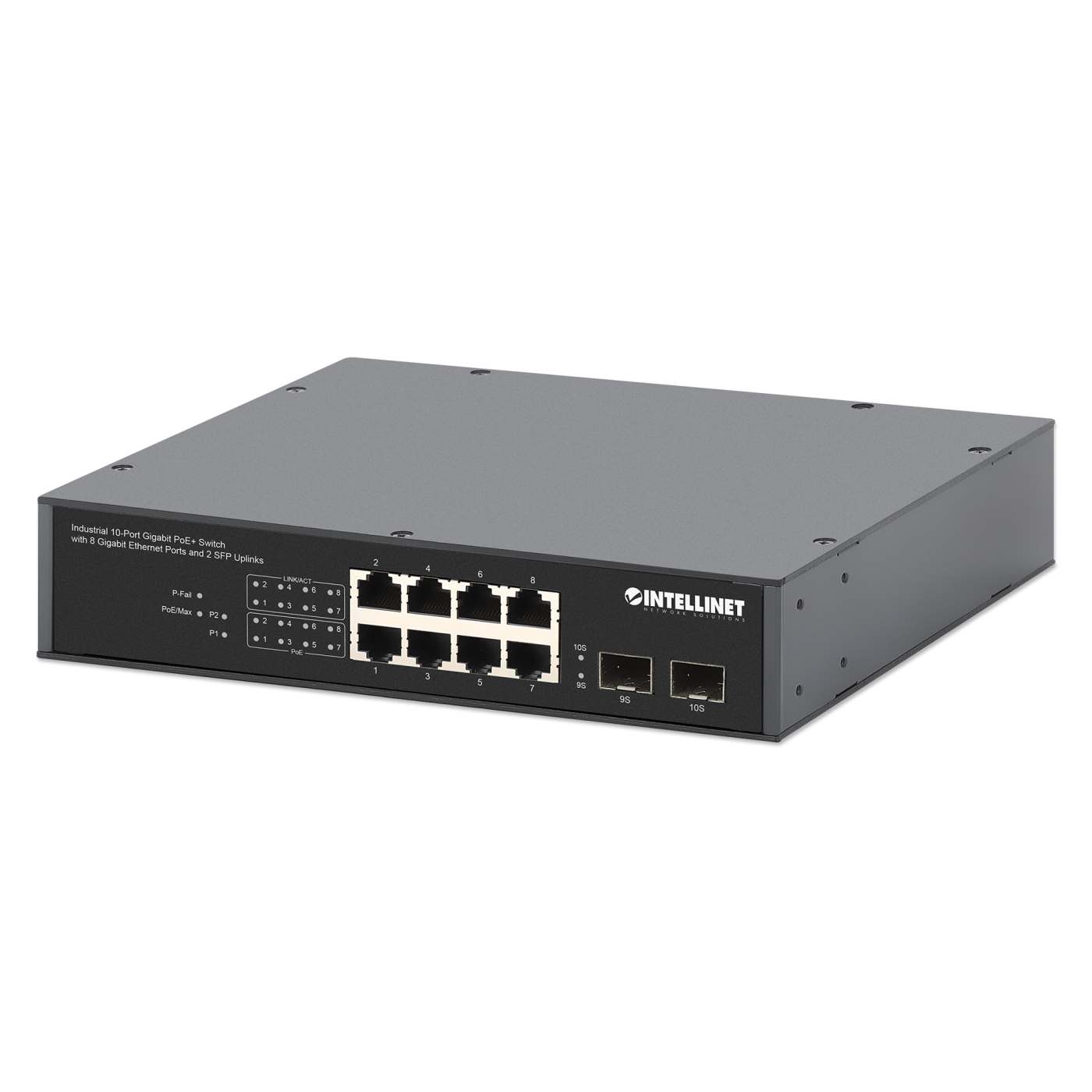  Switch PoE+ Gigabit industrial de 10 puertos con 8 puertos Gigabit Ethernet y 2 enlaces ascendentes SFP Image 1