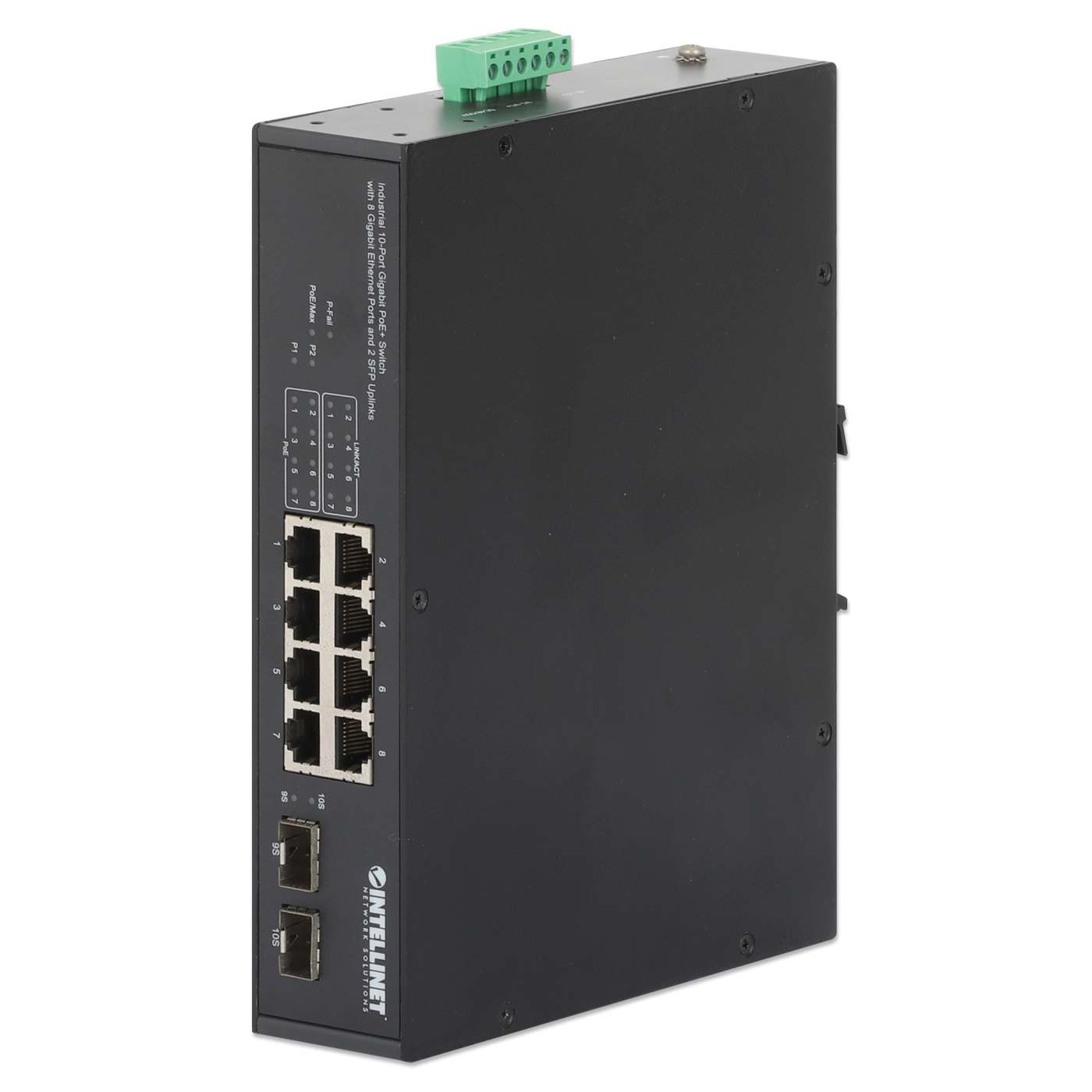  Switch PoE+ Gigabit industrial de 10 puertos con 8 puertos Gigabit Ethernet y 2 enlaces ascendentes SFP Image 1