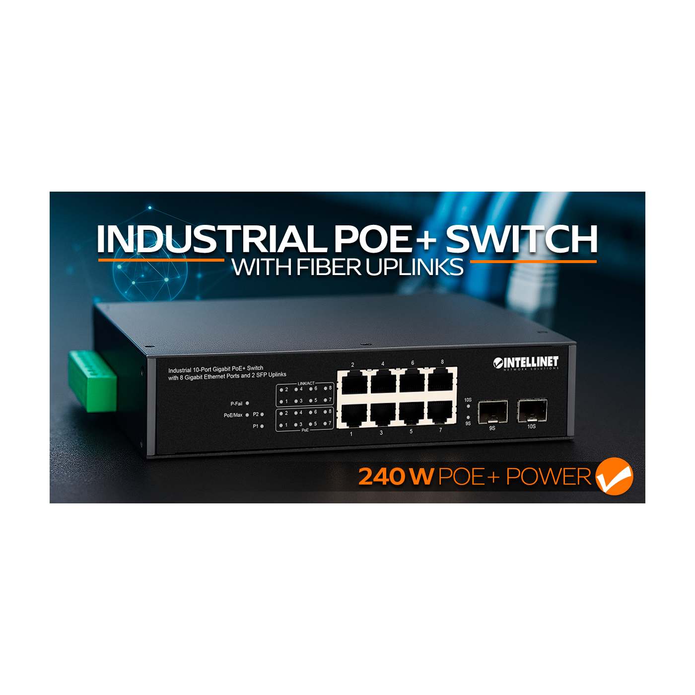  Switch PoE+ Gigabit industrial de 10 puertos con 8 puertos Gigabit Ethernet y 2 enlaces ascendentes SFP Image 8