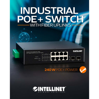  Switch PoE+ Gigabit industrial de 10 puertos con 8 puertos Gigabit Ethernet y 2 enlaces ascendentes SFP Image 9
