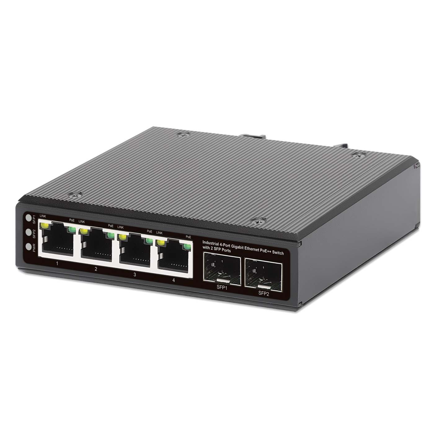 Switch Industrial Gigabit con 4 puertos PoE++ y 2 puertos SFP Image 1