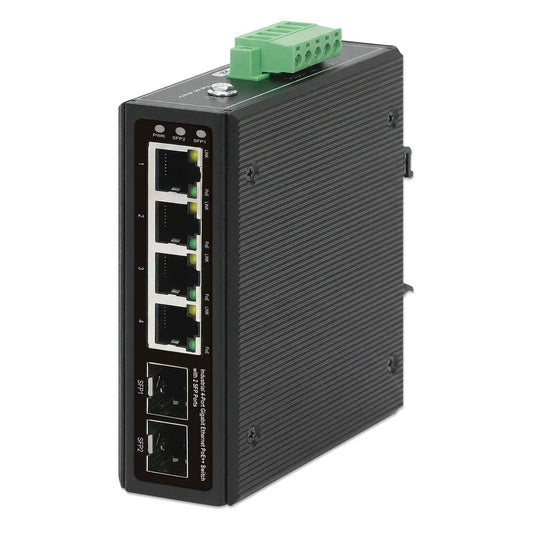 Switch Industrial Gigabit con 4 puertos PoE++ y 2 puertos SFP Image 1