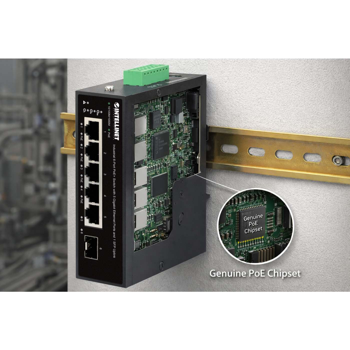 Switch Industrial PoE+ Gigabit con 5 puertos Ethernet y 1 SFP Uplink Image 12