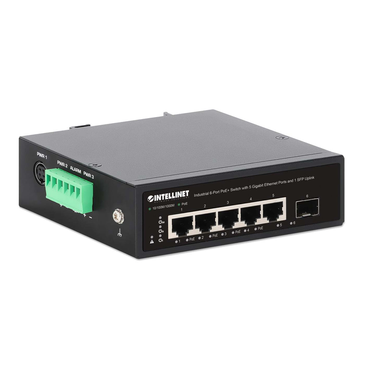 Switch PoE+ industrial de 6 puertos con 5 puertos Gigabit Ethernet y 1 enlace ascendente SFP Image 3