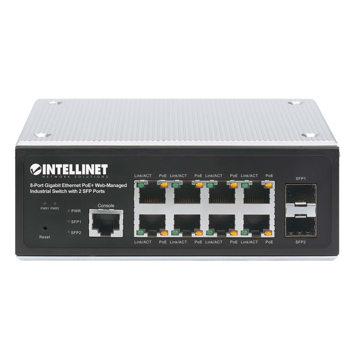 Switch industrial PoE+ con 8 puertos Gigabit Ethernet administrado por Web con 2 puertos SFP Image 4