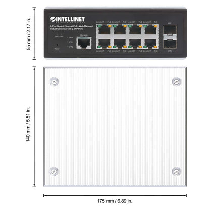 Switch industrial PoE+ con 8 puertos Gigabit Ethernet administrado por Web con 2 puertos SFP Image 7