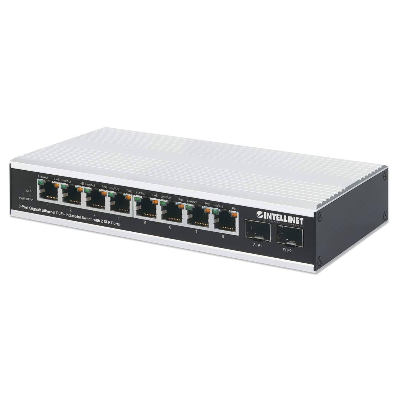 Switch industrial PoE+ con 8 puertos Gigabit Ethernet + 2 SFP Image 1
