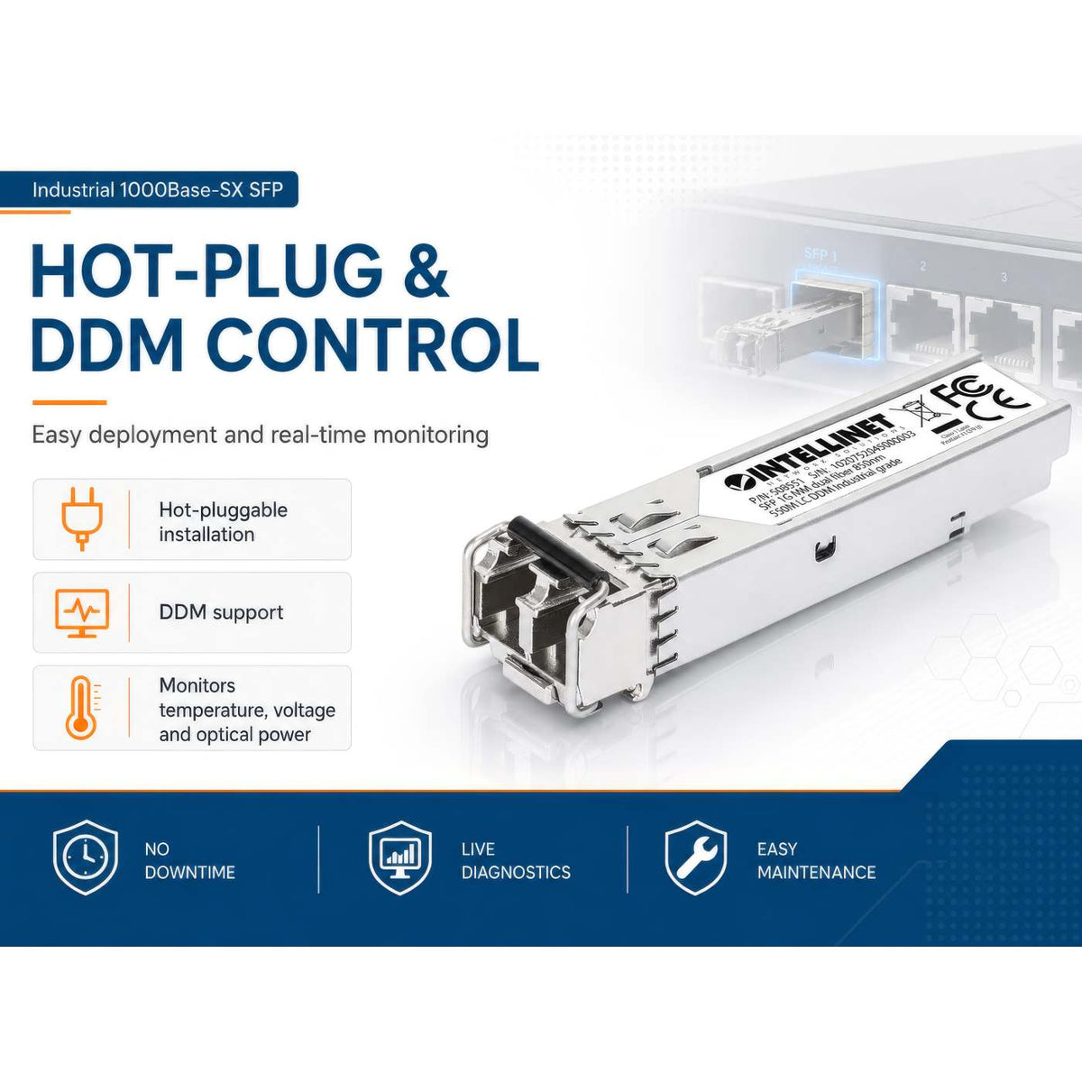 Módulo transceptor óptico SFP de fibra Gigabit industrial Image 5