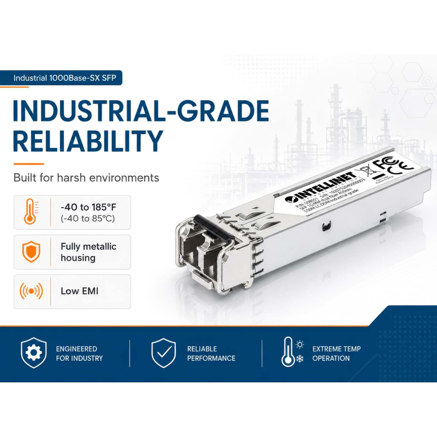 Módulo transceptor óptico SFP de fibra Gigabit industrial Image 6