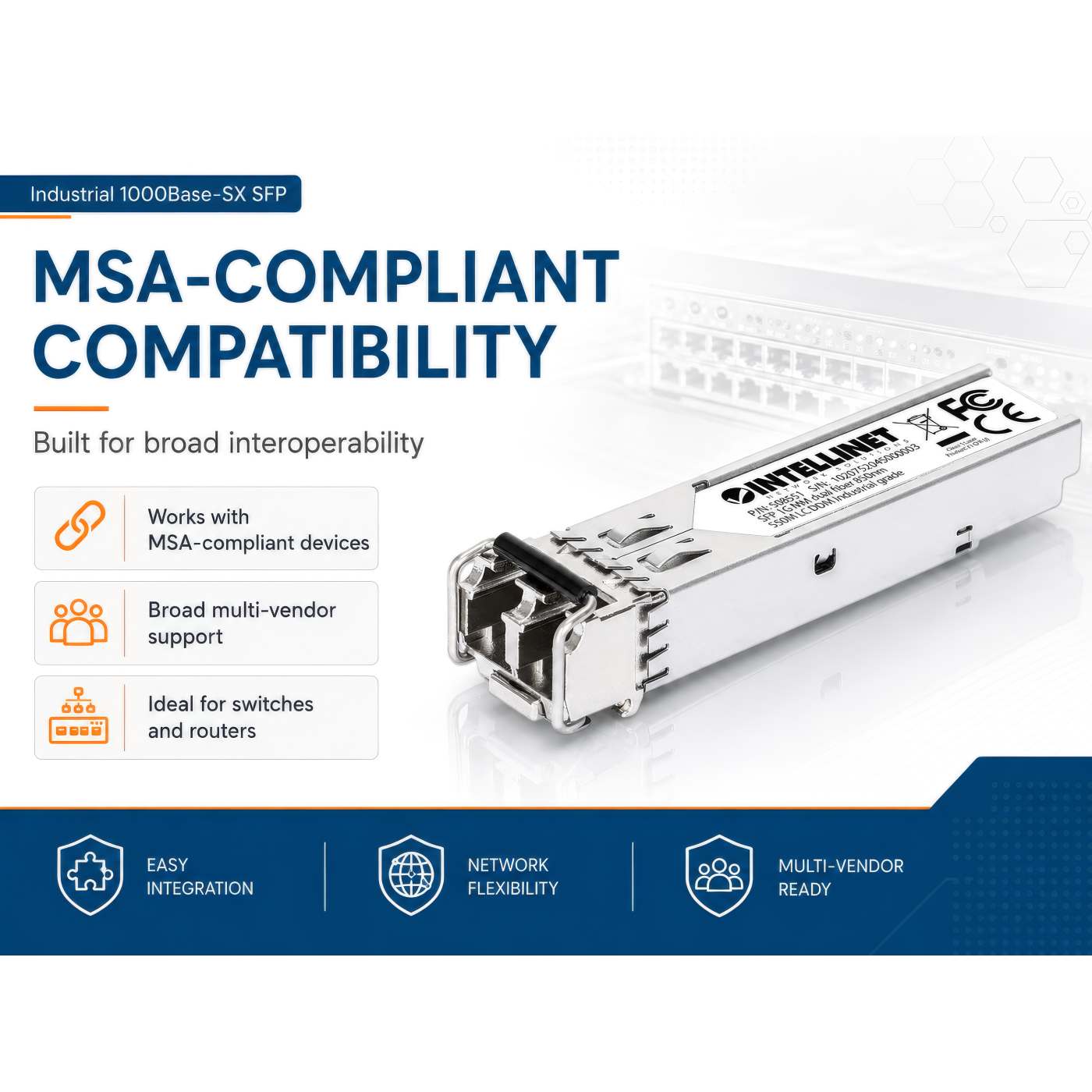 Módulo transceptor óptico SFP de fibra Gigabit industrial Image 7
