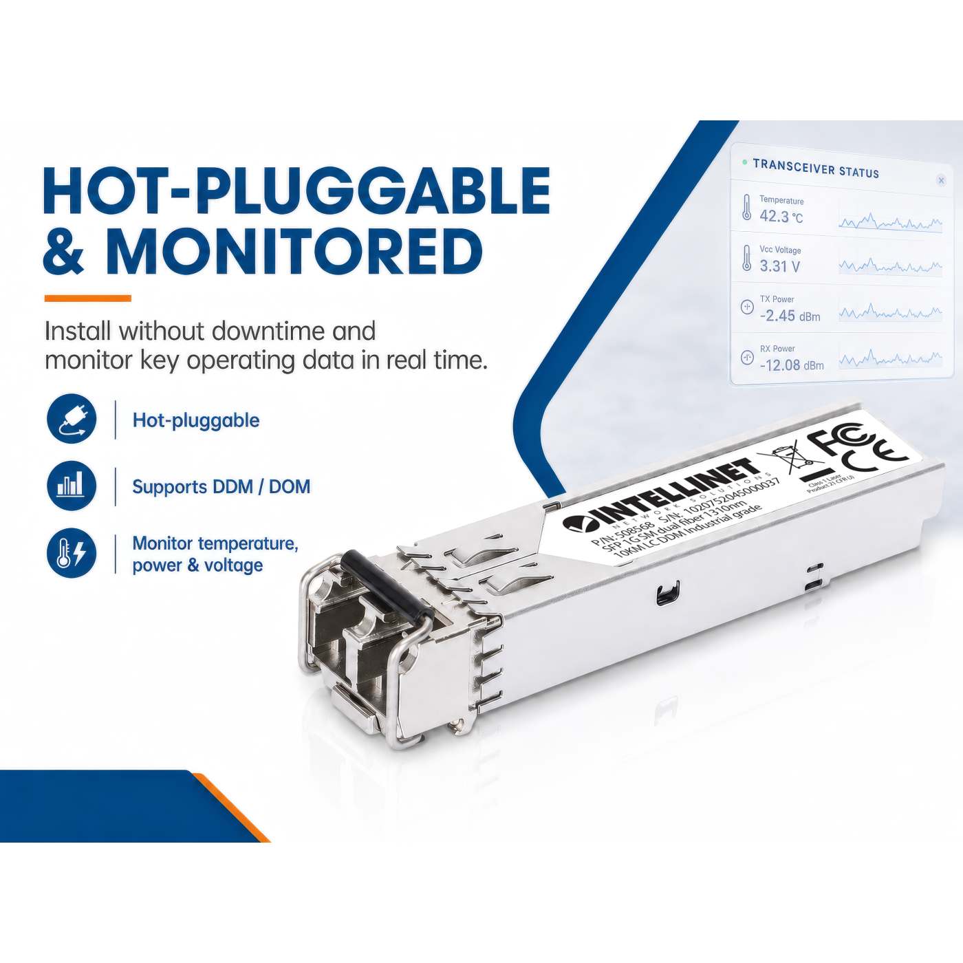 Módulo transceptor óptico SFP de fibra Gigabit industrial Image 8