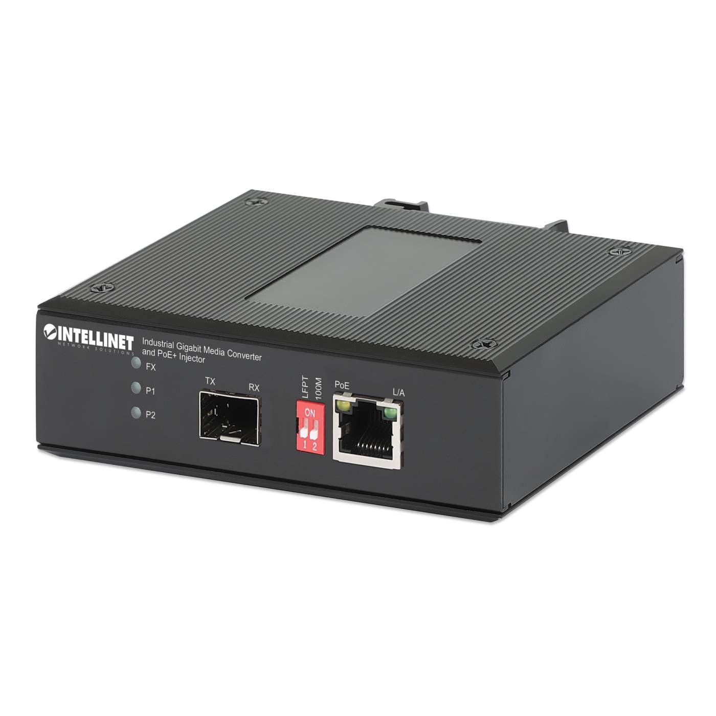 Convertidor de Medios Industrial Gigabit e Inyector PoE+ Image 1