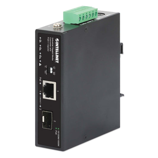 Convertidor de datos Gigabit industrial e inyector PoE Image 1