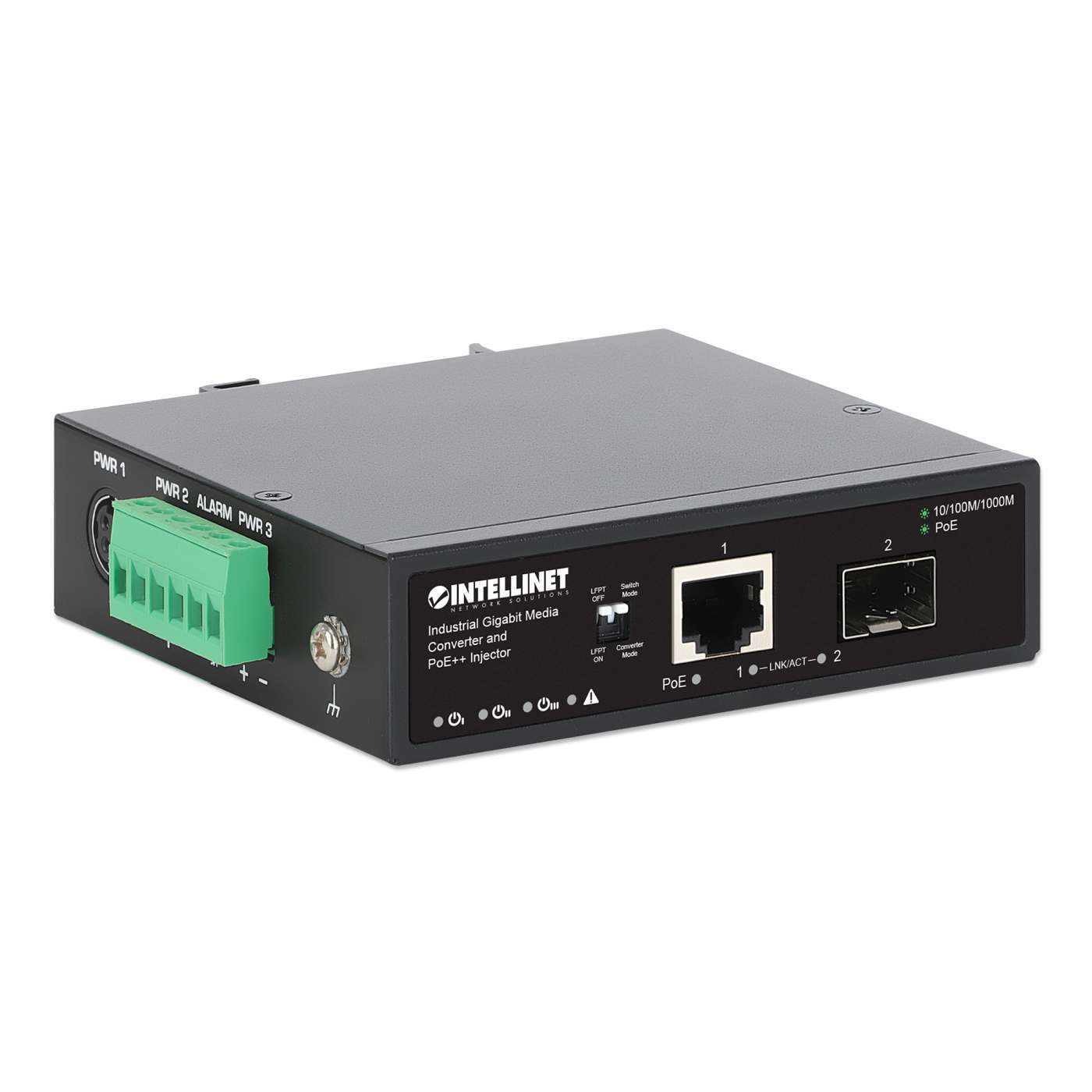 Convertidor de datos Gigabit industrial e inyector PoE Image 3