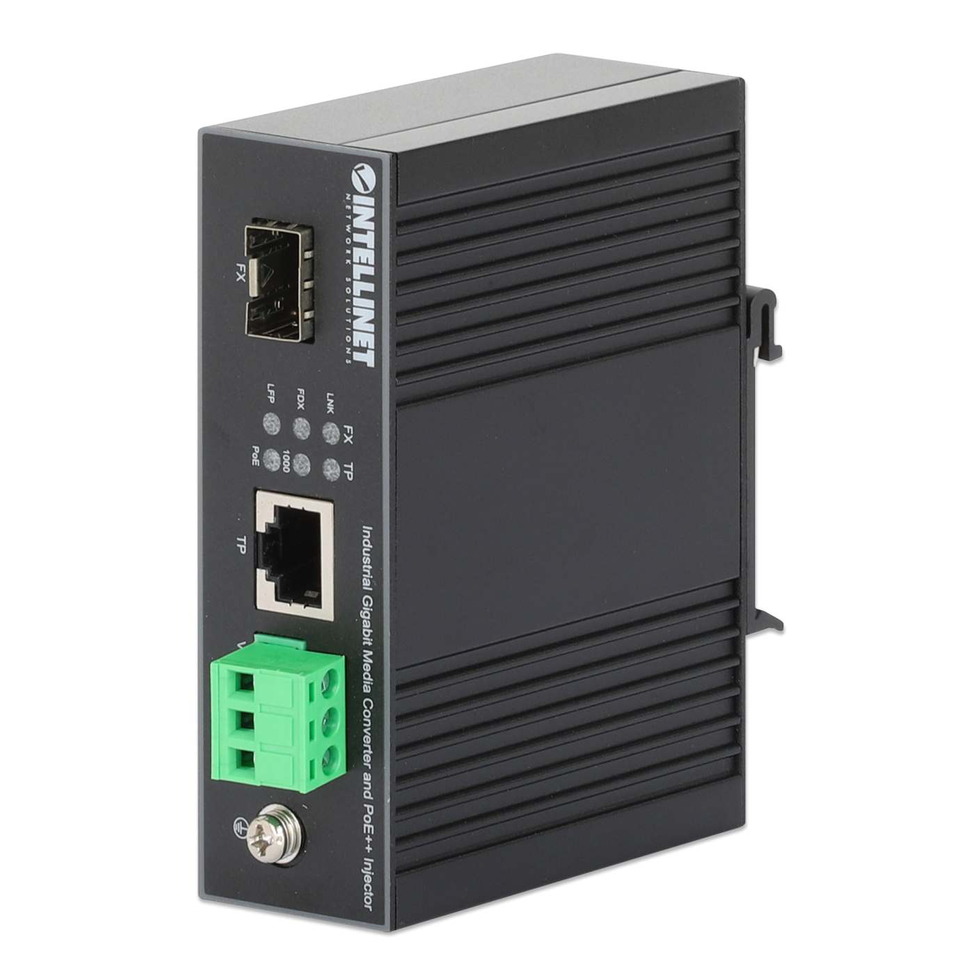 Convertidor de medios Industrial Gigabit e inyector PoE Image 1