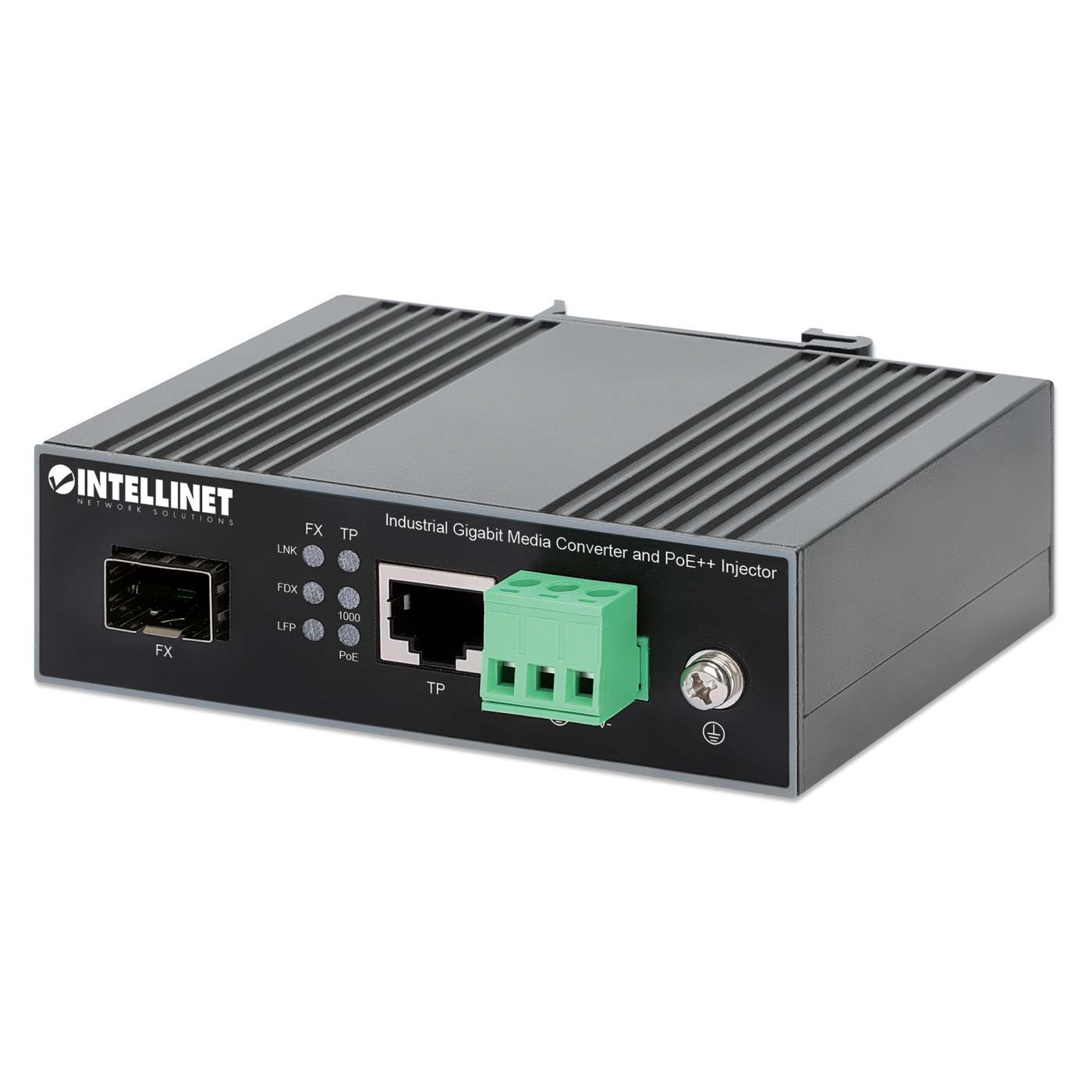 Convertidor de medios Industrial Gigabit e inyector PoE Image 3