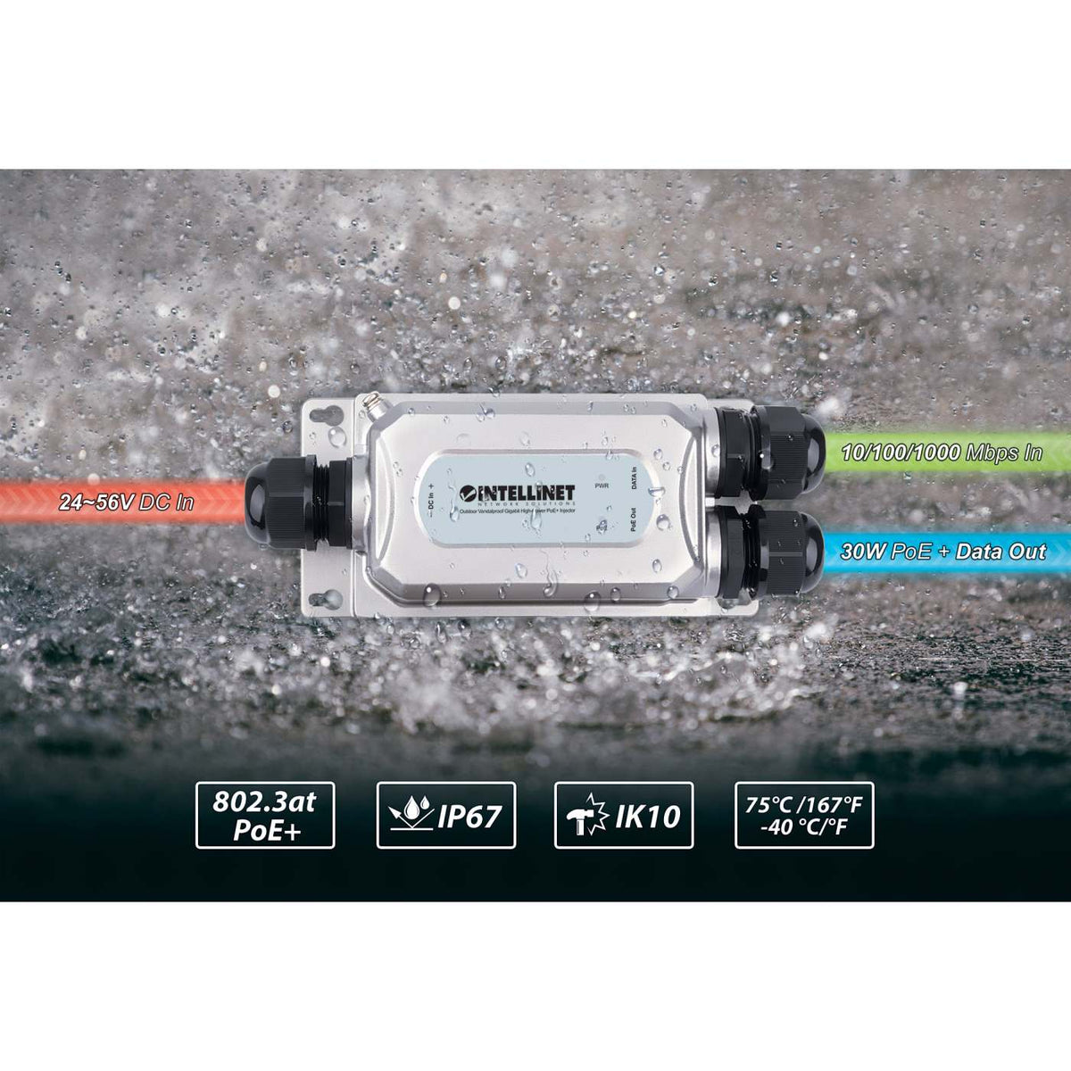 Inyector Gigabit PoE+ antivandálico para exteriores Image 11