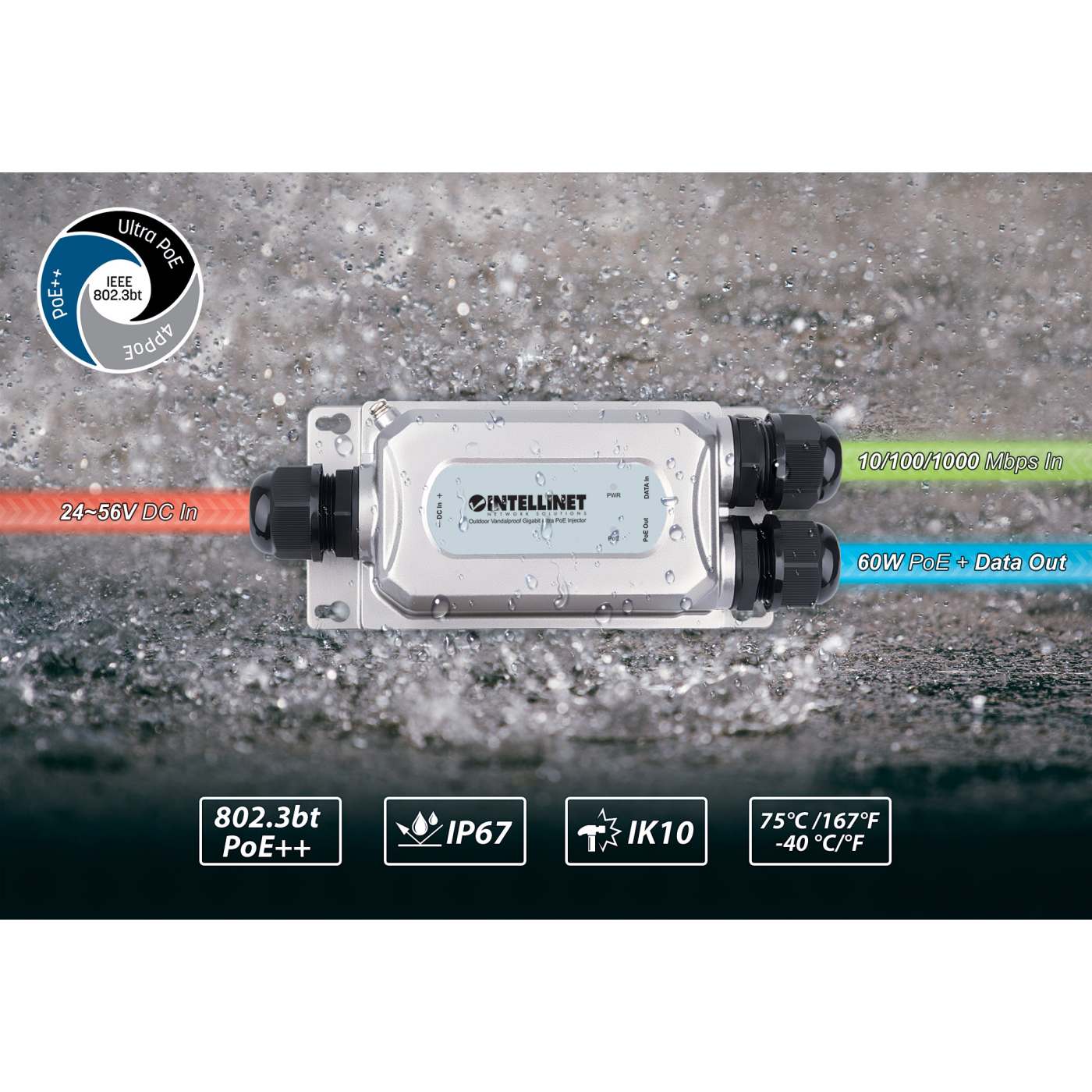 Inyector Gigabit Ultra PoE antivandálico para exteriores Image 11