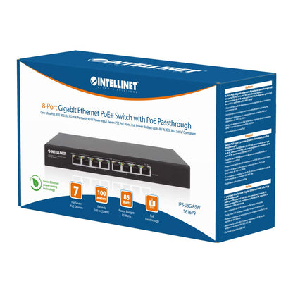 Switch PoE+ con 8 puertos Gigabit alimentado por PoE (Passthrough) Packaging Image 2